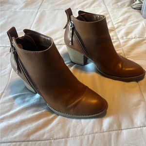 Target Brown Ankle Booties with Zipper Detail
